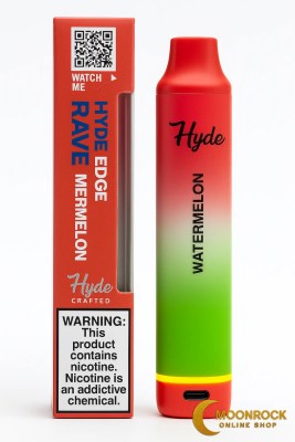 Hyde Edge RAVE Watermelon Ice disposable with box—LED ring and USB-C port—Moonrock Online Shop hero image