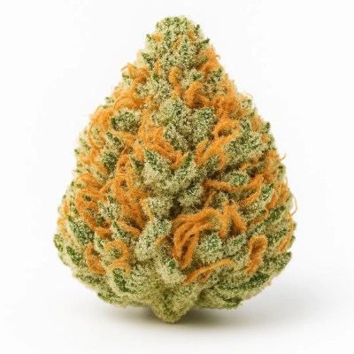 Macro photo of Lemon Cherry Gelato cannabis bud showing dense trichomes, orange pistils, and frosty green hues, COA-verified from Moonrock Online Shop.