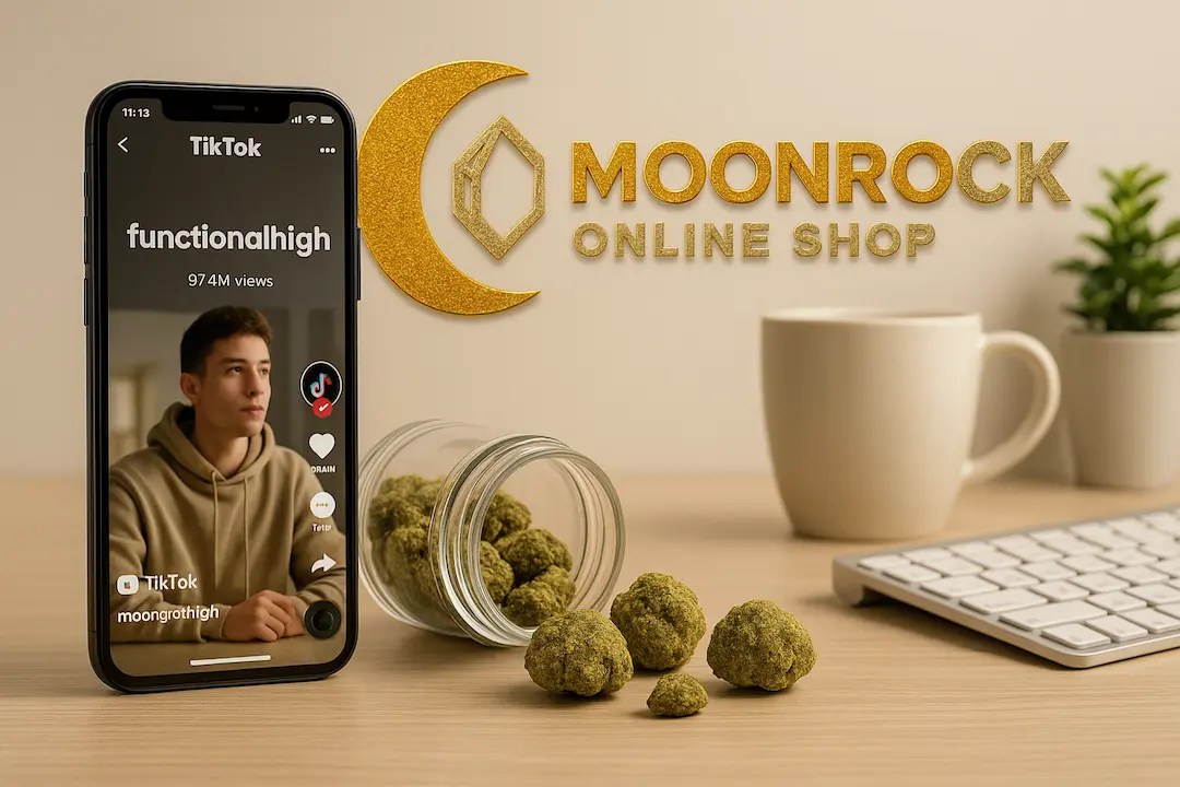 Functional High TikTok trend with Moonrock Online Shop Moon Rocks on a modern desk setup