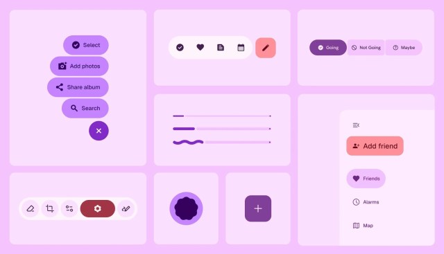 Image showing different Android Material Three elements.