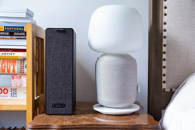 A photo of the Symfonisk bookshelf and lamp speakers.