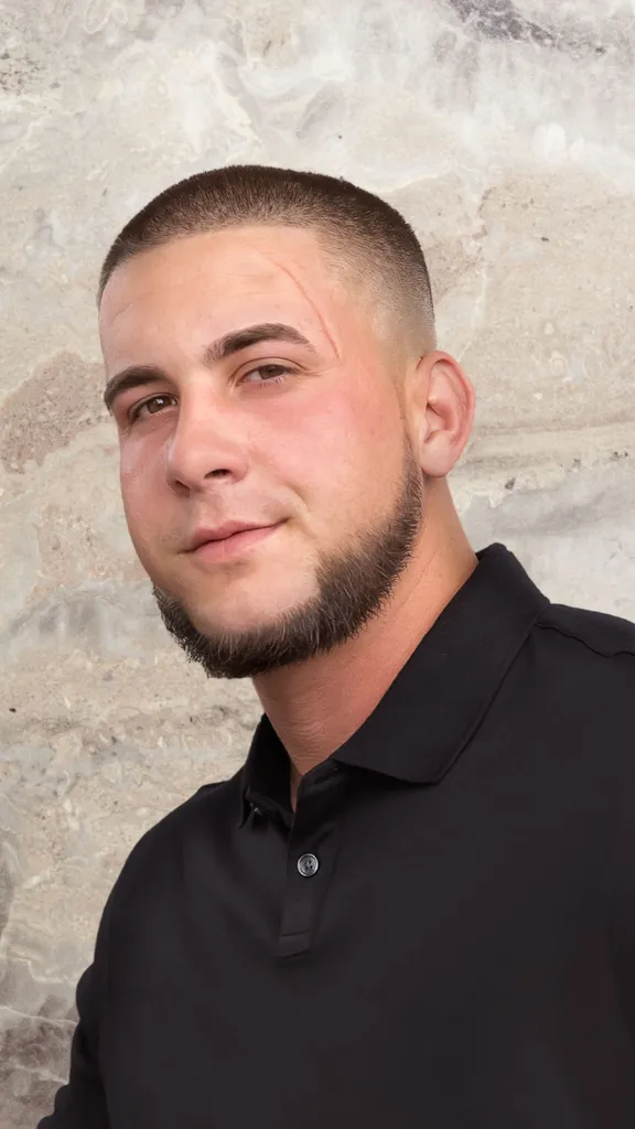 homme avec barbe et une coupe dégradé