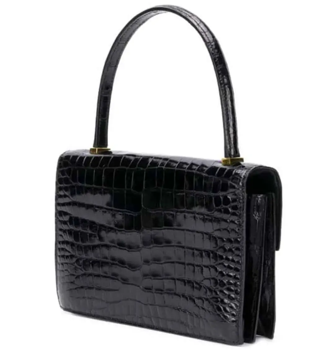 Hermes Vintage The Piano Black porosus crocodile Audrey Hepburn