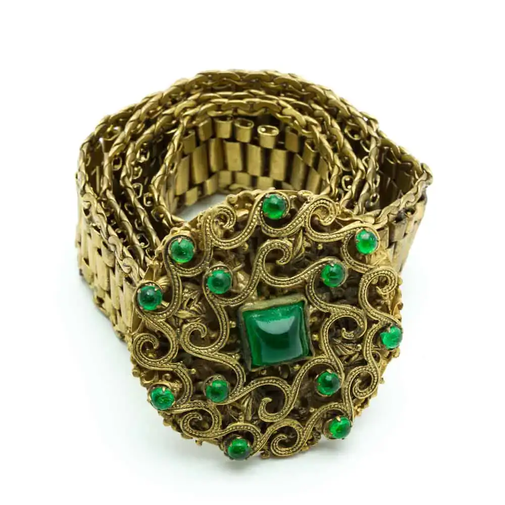 Rare Chanel by Robert Goossens Belt Emerald Gripoix Glass c  display picture 2