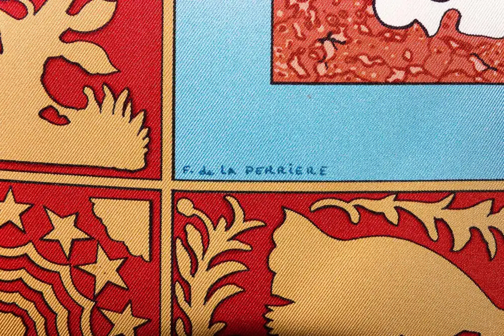 Hermes Early America Françoise de la Perrière silk scarf c.1981