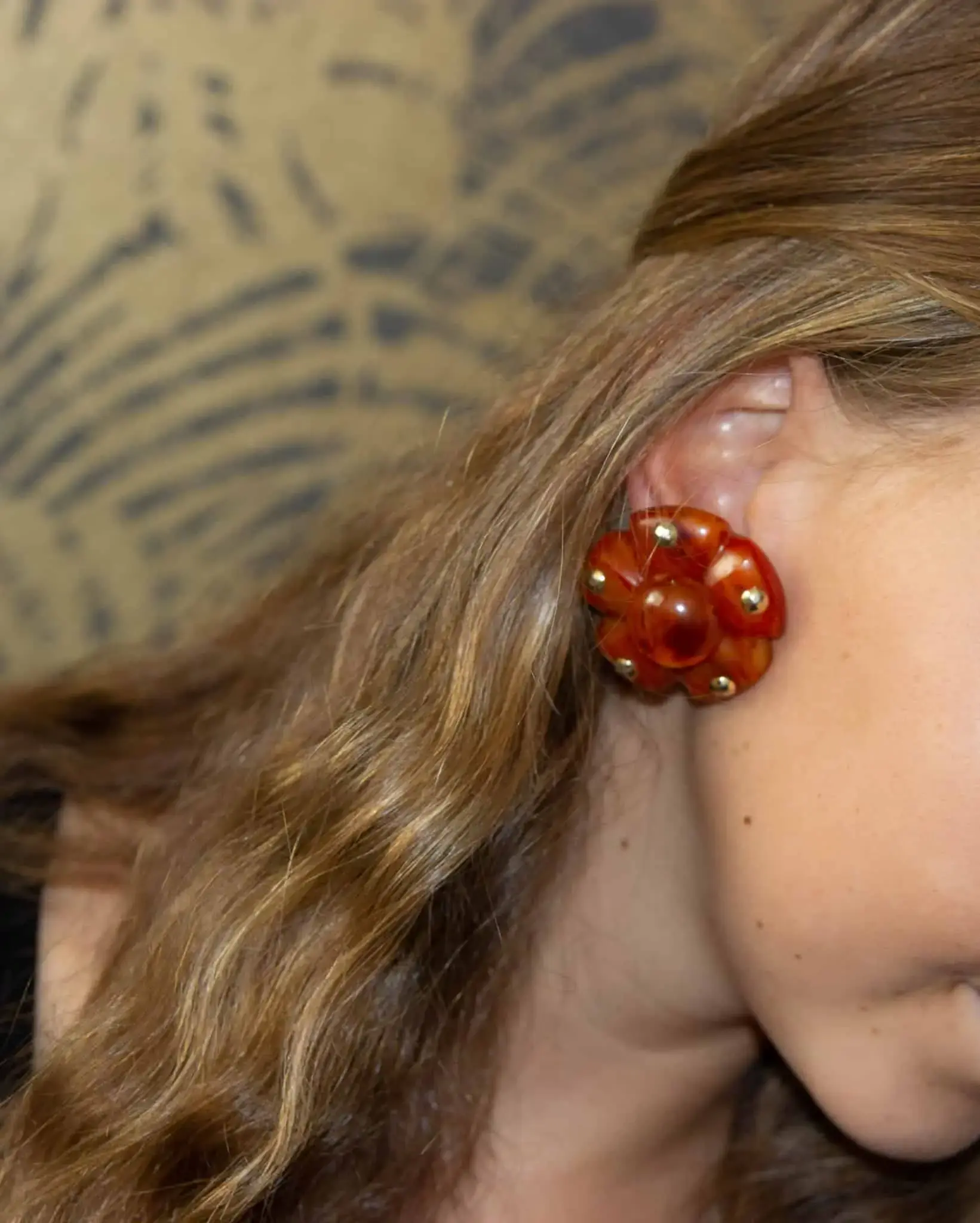 Boucles D'oreilles Clips Vintage En Bakélite Verte - Années 60, Sans Marque