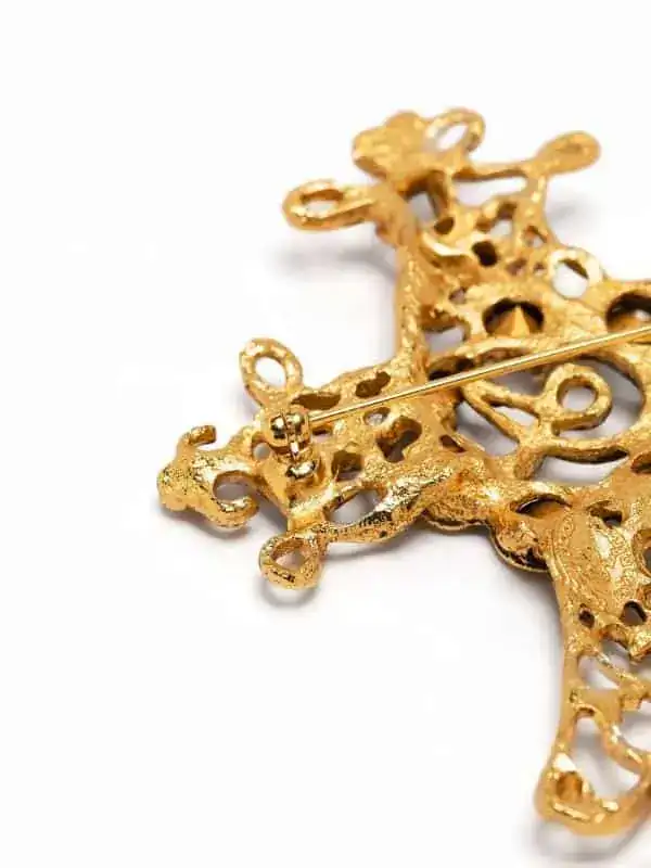 Reserved - Christian Lacroix Gorgeous Cross Brooch Vintage 90s |