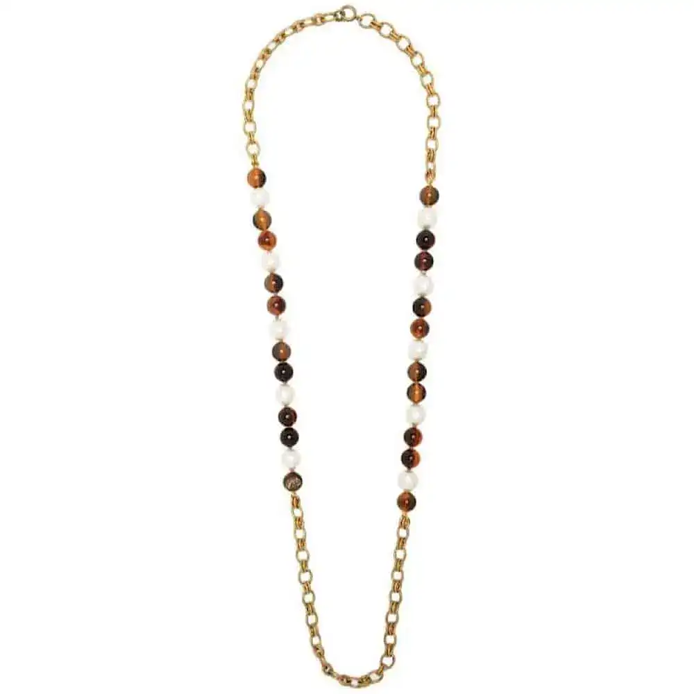 Chanel 1985 Rare Gripoix Pearl Amber Necklace