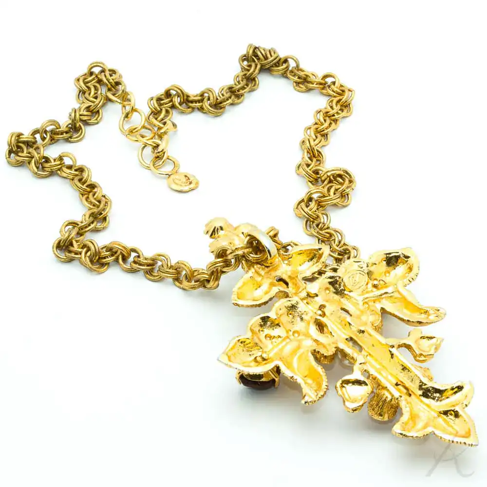 Exceptional Christian Lacroix baroque cross pendant 80s - Katheley's