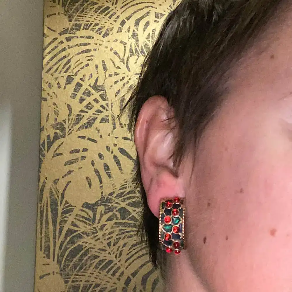 Boucles D'oreilles Clous Vintage Années 80 – Vertes 2.5 Cm, Plastique Dur, Old New Stock