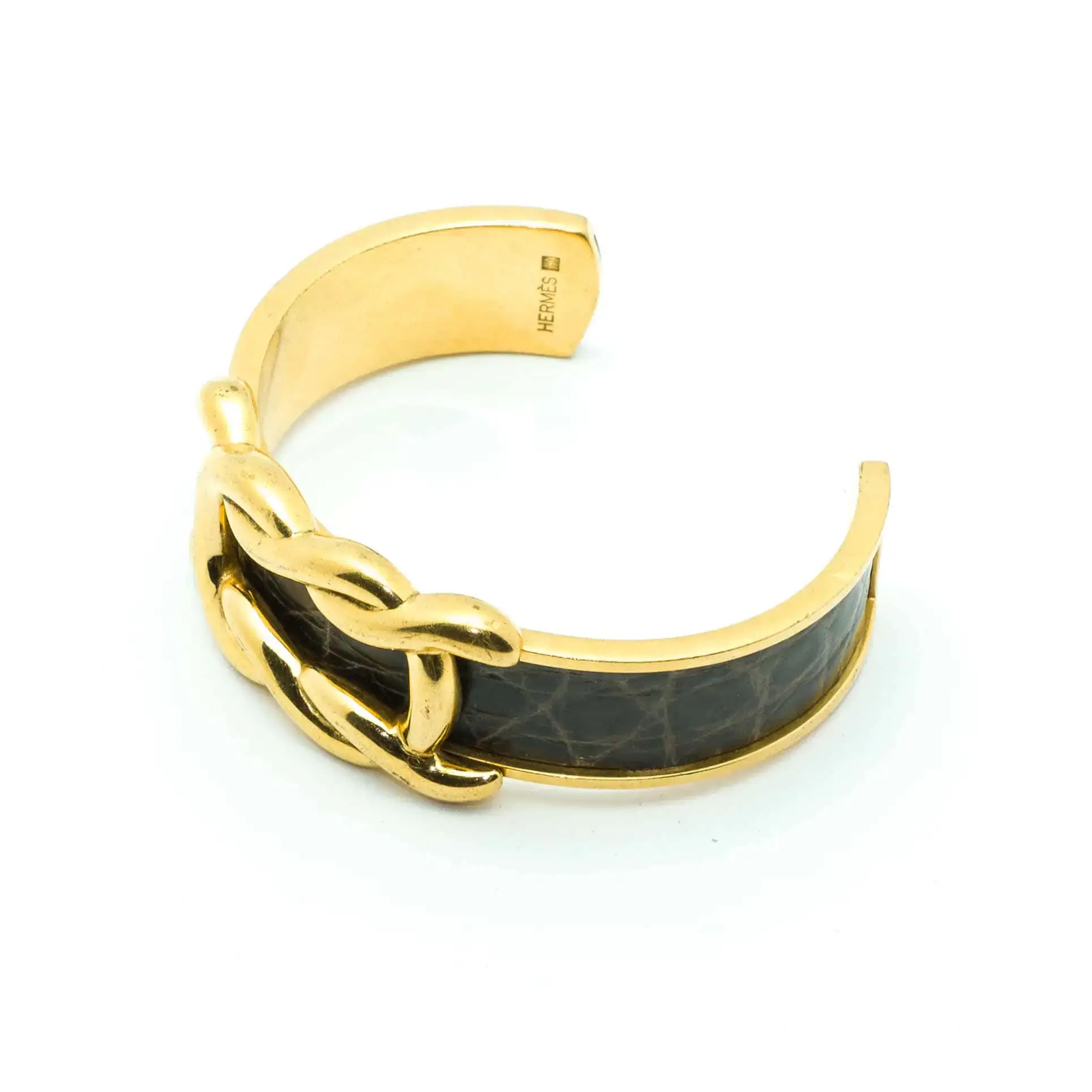 Hermes vintage croco knot bracelet cuff 80s - Katheley's