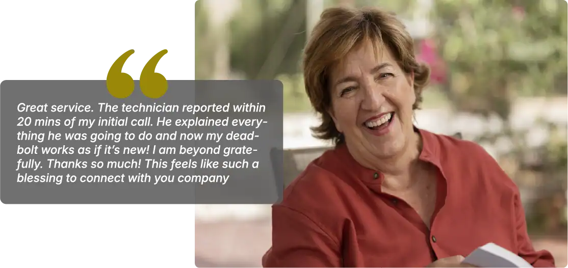 Happy Olney, MD customer sharing a positive review after fast and professional locksmith service from King Locksmith and Doors