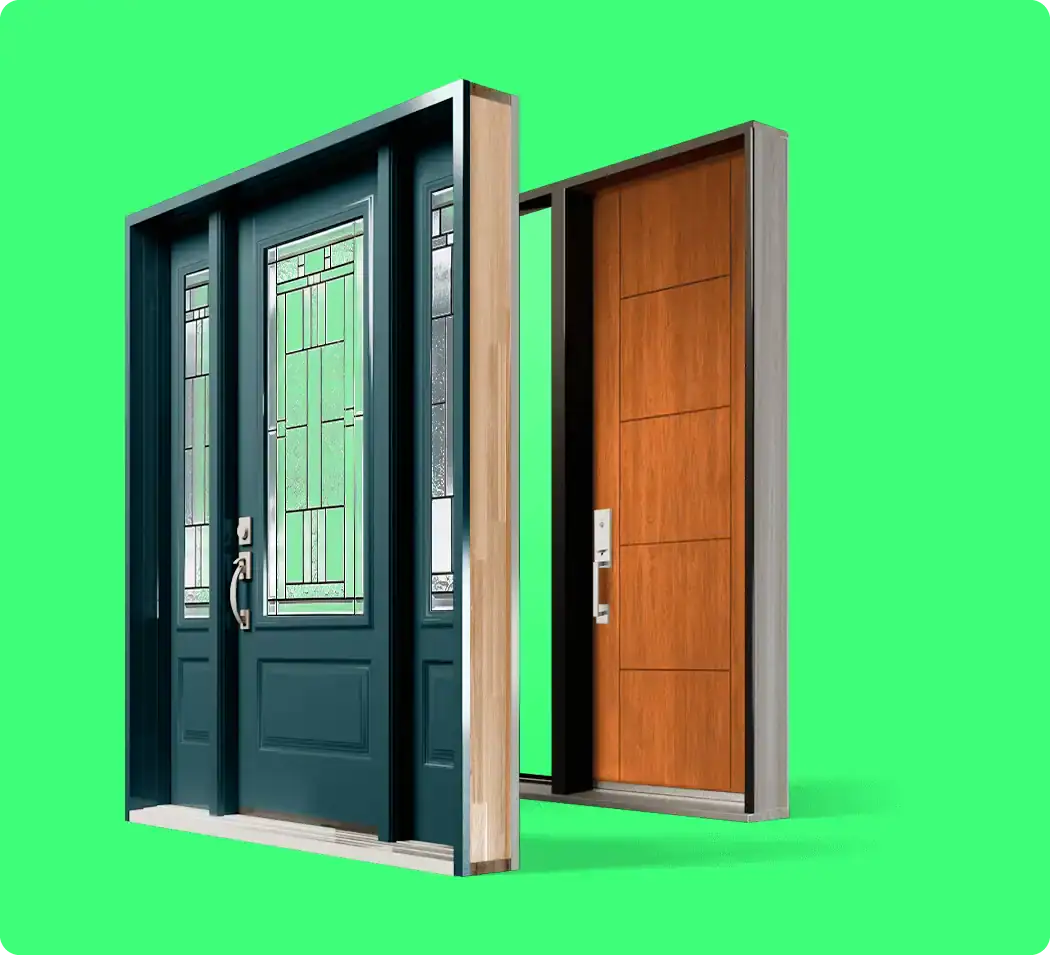 Residential entry door systems used for door replacement in Rockville, Maryland, showing modern front and exterior door installations designed for proper alignment, weather protection, and reliable daily operation