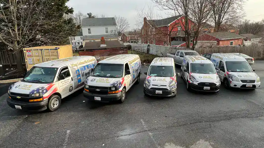 King Locksmith and Doors mobile locksmith fleet with fully equipped service vans providing on-site locksmith services in Bladensburg, MD