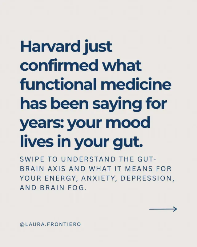 Caption: Harvard just published research linking a specific gut bacterium to depression. When exposed to a common environmental pollutant, it produces a molecule that drives the exact kind of inflammation associated with low mood, anxiety, and brain fog.Most people never get their gut tested when they’re struggling mentally. They get their brain treated and they stay stuck.The gut-brain axis is not a wellness concept. It’s a biological system, backed by decades of research and now confirmed at the highest levels of academic medicine. Your mood, your focus, your anxiety levels are downstream of what is happening in your microbiome.This is what functional health addresses that conventional medicine often misses. Not just the symptom, but the source.If you’re ready to take the next step to restore your gut, comment GUT below for a link to a free discovery call with my team. .....#gutbrainaxis #gutbrainconnection #guthealth #functionalhealth #vagusnerve