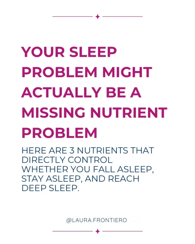 Most sleep aids work by sedating you, not by helping you actually sleep. Sedation and sleep are not the same thing. One forces your body into unconsciousness. The other happens when your nervous system feels safe enough to rest on its own.Stress, cortisol, and caffeine get blamed first, and they deserve some of it. But one of the most common sleep disruptors gets missed almost entirely: nutrient deficiency.Magnesium is known as the relaxation mineral, and nearly half of Americans are deficient. Without enough of it, your body struggles to regulate the neurotransmitters that calm your nervous system at night, making it harder to fall asleep, stay asleep, and reach deep sleep.Vitamin D helps regulate your circadian rhythm, the internal clock that tells your body when to wind down. Low levels often mean both shorter sleep duration and lower quality sleep.B vitamins, especially B1, B6, and B12, are the raw materials your body uses to produce melatonin and serotonin. When they are low, your body does not have what it needs to signal that it is time to sleep, which can show up as insomnia with no obvious cause.The tricky part is that none of these deficiencies reliably show up on a standard blood panel. You can have textbook insomnia and still be told everything looks normal.I put together 6 advanced strategies for sleep optimization that address these nutrient gaps along with the other major factors wrecking your sleep. Comment SLEEP and I will send them your way......#magneisumforsleep #cortisol #vitamind #rootcause #midlife