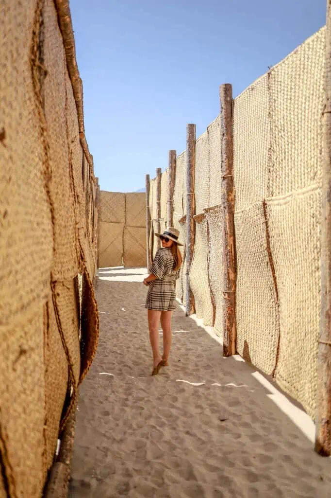 girl standing inside an art installation at Desert X