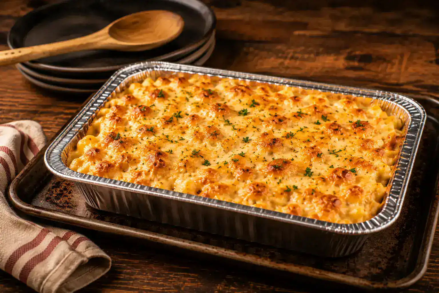 Delicious cheesy baked pasta casserole with golden crust and herbs.