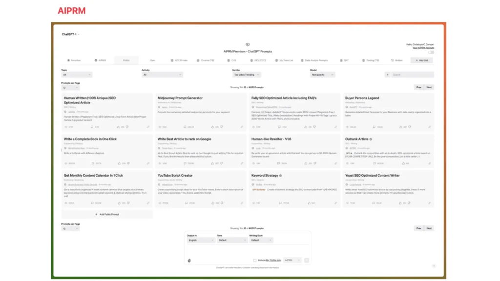 ChatGPT templates