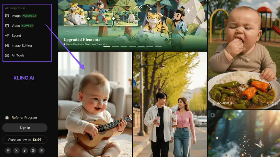 15 Best AI Image to Video Generator Free Tools: Which One’s Right for You? Screen shot of Kling AI