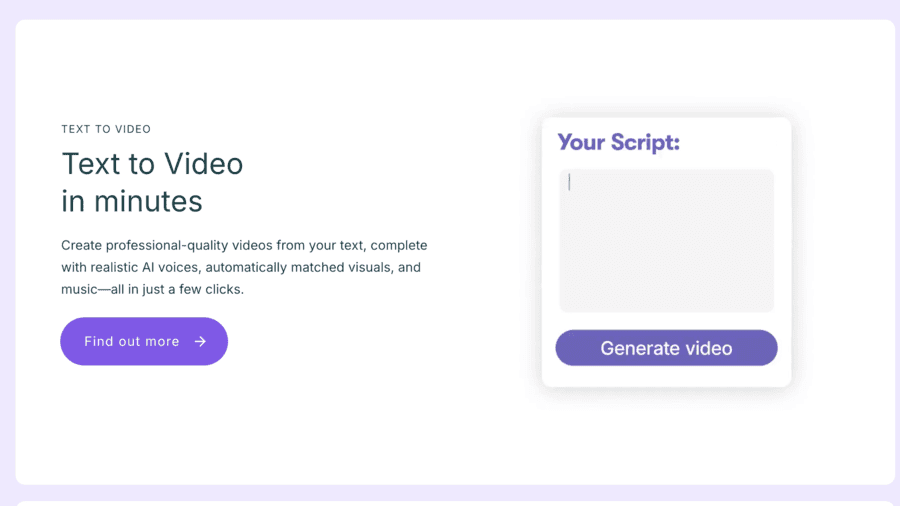 15 Best AI Image to Video Generator Free Tools: Which One’s Right for You? a screenshot of pictory text to video