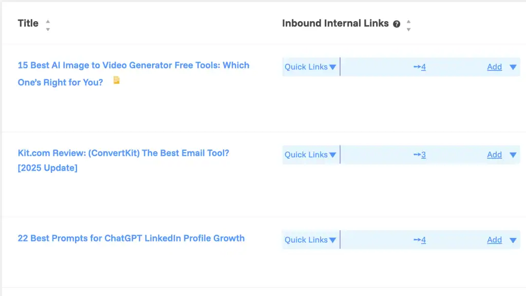 a screenshot of a link suggestions 