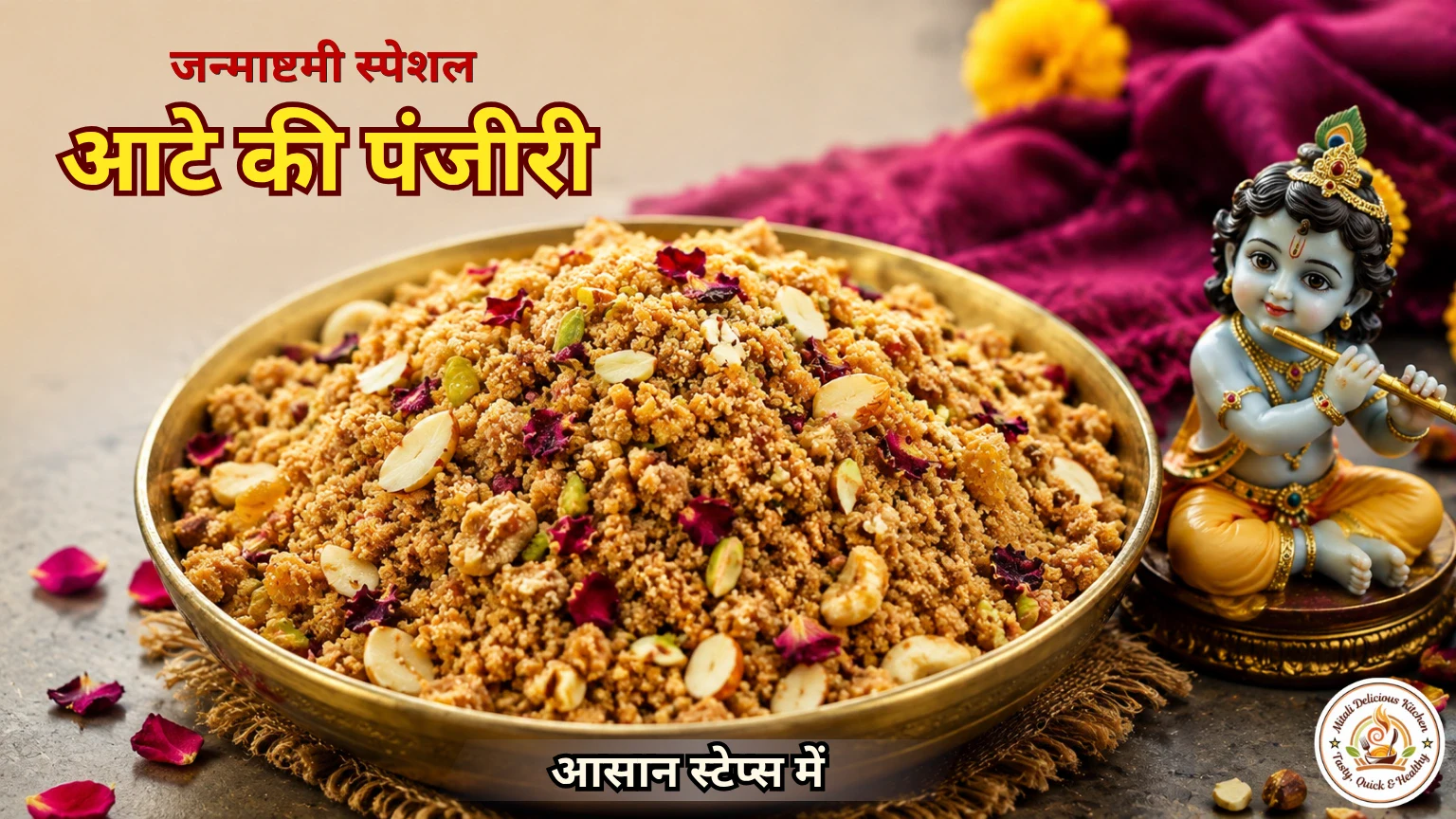 “जन्माष्टमी स्पेशल आटे की पंजीरी – Panjiri Recipe in Hindi”