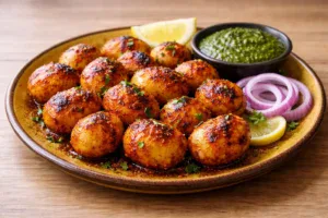 Tandoori aloo without oven served with mint chutney