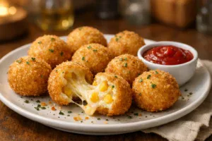 cheese corn balls with melted cheese inside