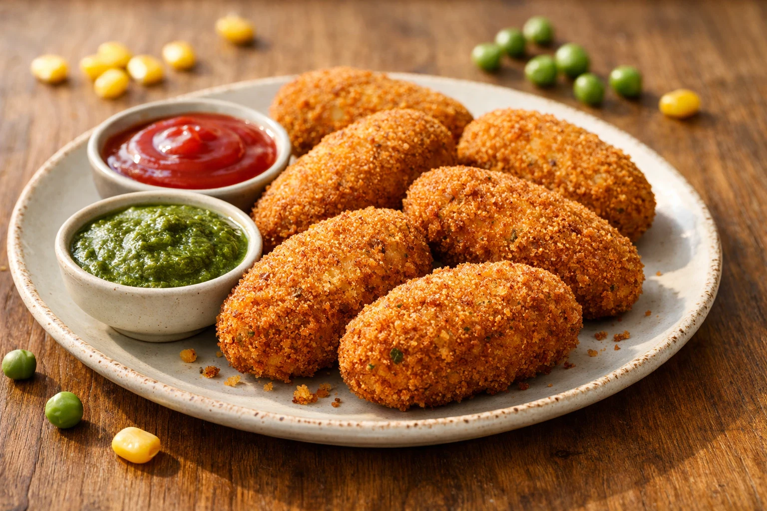 crispy veg cutlet with ketchup