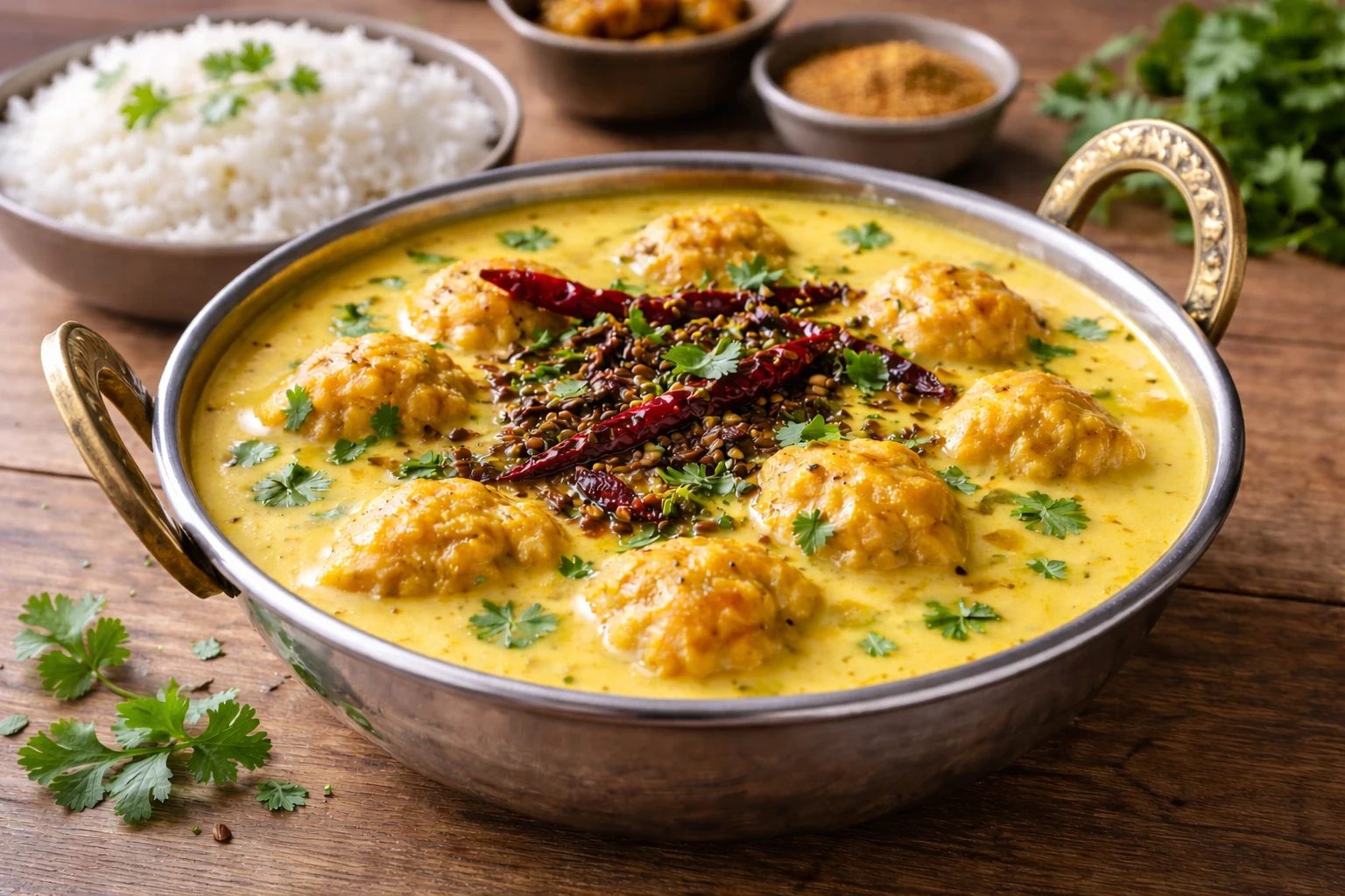 punjabi kadhi pakora with rice