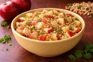 Apple peanut salad served fresh in a bowl