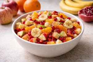 Fresh winter fruit chaat served in a bowl