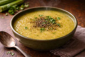 Hot drumstick soup served in a bowl