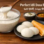 Idli Dosa Batter Recipe in Hindi – soft idli, crispy dosa, fermented batter texture, coconut chutney and sambar