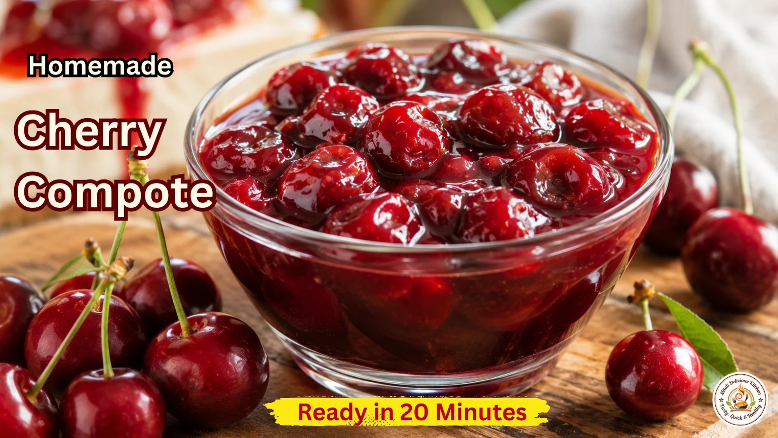 Homemade Cherry Compote Recipe in Hindi with fresh juicy cherries in a glass bowl.
