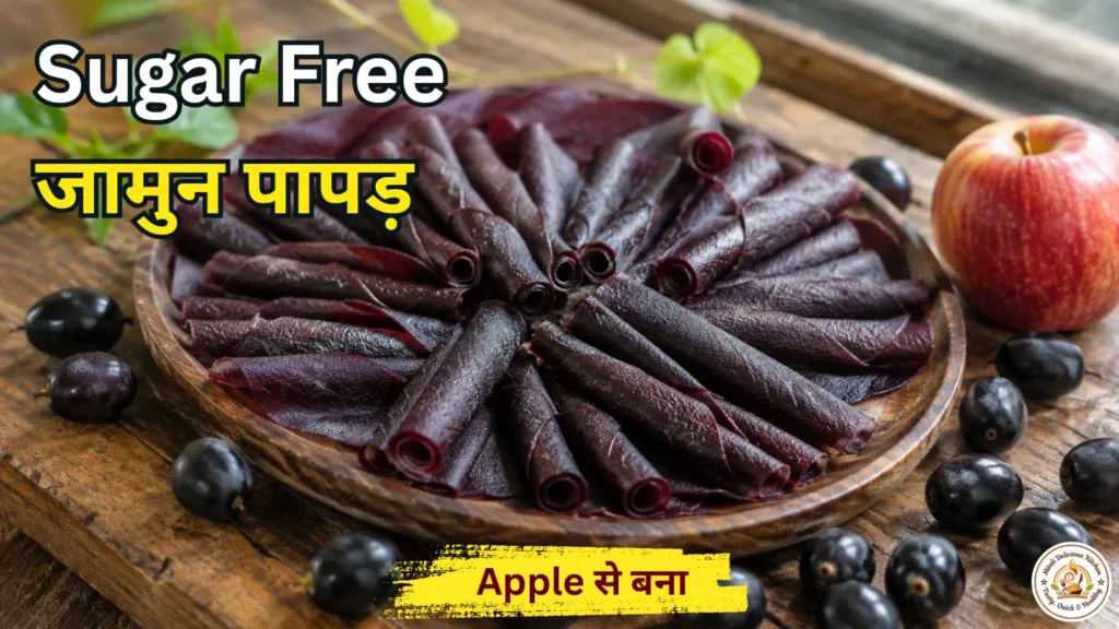 Sugar Free Jamun Papad Recipe in Hindi with jamun and apple puree