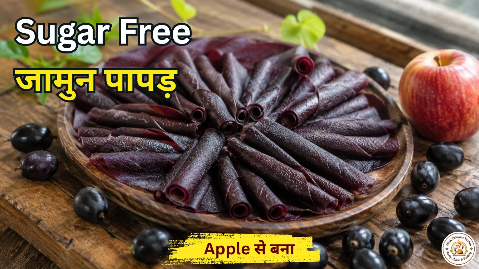 Sugar Free Jamun Papad Recipe in Hindi with jamun and apple puree