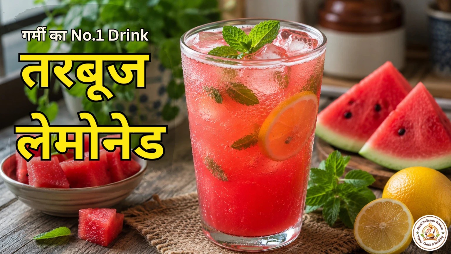 तरबूज लेमोनेड रेसिपी Homemade Watermelon Lemonade Recipe in Hindi