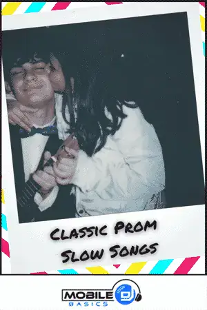 Young couple at prom dancing with a guitar, classic prom slow songs theme.
