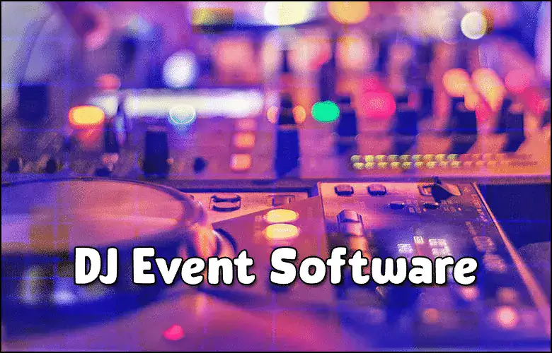 DJ event software on a professional DJ controller with colorful lights.
