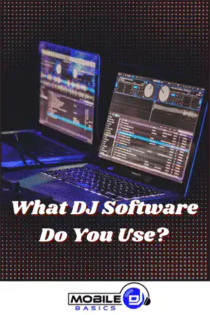 DJ software on laptops for mobile DJ setup and mixing.