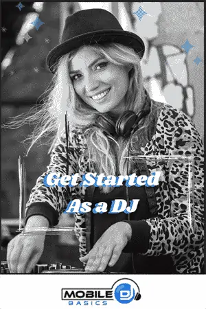 Young female DJ with headphones, smiling, wearing a hat and leopard print top.