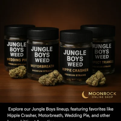 Jungle Boys Weed lineup – Wedding Pie, Motorbreath, Hippie Crasher, and Perfect Triangle premium strains | Moonrock Online Shop