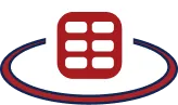 A red rectangular icon featuring six white squares sits atop a clean white oval outlined in our signature red and blue—symbolizing Moore Home Services’ trusted commitment to delivering top-quality HVAC, plumbing, and drain solutions with guaranteed satisfaction every time.