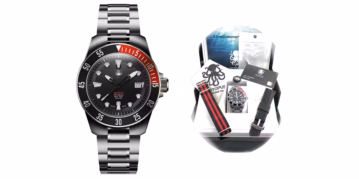 Montre de plongée Octopus avec accessoires pour les passionnés du monde sous-marin.