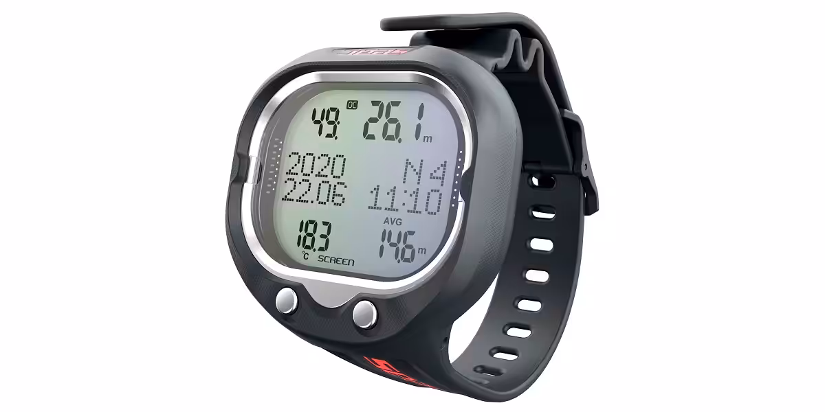 Montre sous-marine numérique pour plongeurs, affichage profondeur, température et temps de plongée.