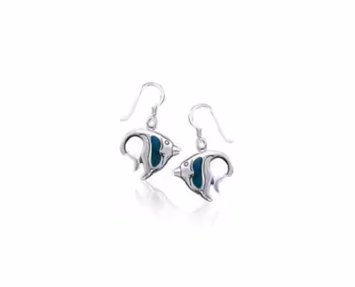Boucle d'oreille poisson argent + abalone