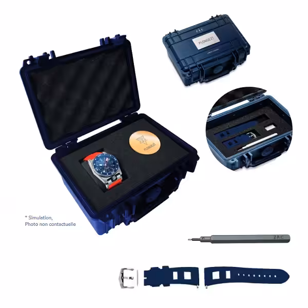 Coffret de plongée élégant comprenant une montre robuste et des accessoires, idéal pour les aventuriers sous-marins. #Expl...
