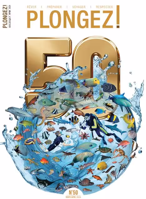 Plongez dans un monde marin vibrant pour célébrer le 50e numéro, où aventure et biodiversité se rencontrent sous la mer.